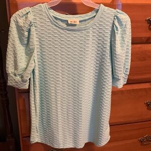 BiBi Light Blue Textured Women's Blouse